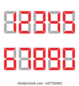 Electronic numbers are red. The dial on a white background. Figures - 1, 2, 3, 4, 5, 6, 7, 8, 9, 0. Vector