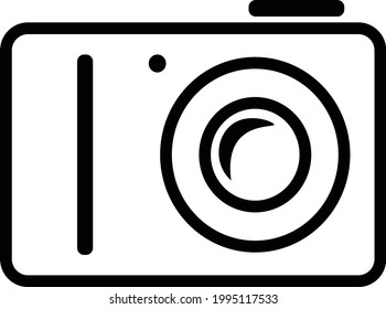 Electronic objects series vector, vector of classic camera with black outline. Great for icons, signs or symbols
