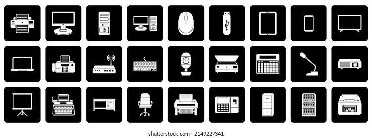 electronic office tool icon set, electronic office tool vector set sign symbol