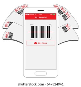 electronic online mobile bill payment barcode scanner sign on white background vector illustrations