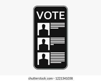 Electronic online voting on a smartphone. Icon in flat style. Vector illustration