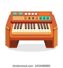Ilustración plana del vector del órgano electrónico sobre fondo blanco