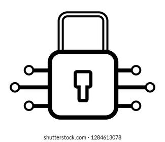 electronic padlock icon black and white