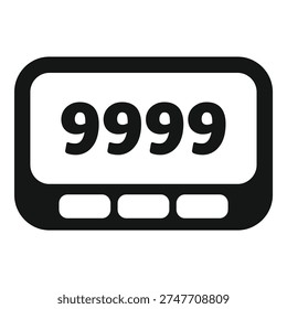 Electronic pager showing 9999 number icon in simple style on a white background