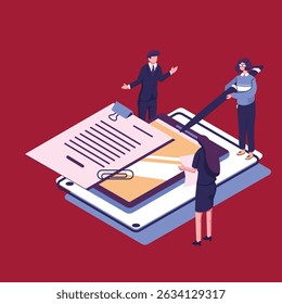 electronic paper flat style isometric illustration design