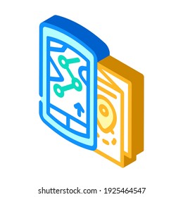 electronic and paper maps isometric icon vector. electronic and paper maps sign. isolated symbol illustration