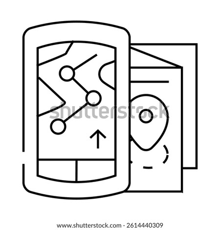 electronic and paper maps line icon vector. electronic and paper maps sign. isolated contour symbol black illustration