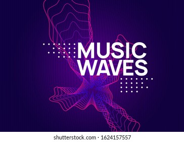 Electronic party. Dynamic fluid shape and line. Bright concert invitation concept. Neon electronic party flyer. Electro dance music. Techno fest event. Trance sound. Club dj poster.