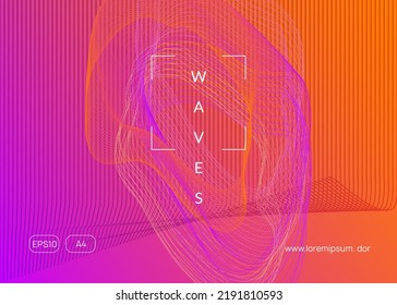 Electronic party. Dynamic fluid shape and line. Minimal show invitation concept. Neon electronic party flyer. Electro dance music. Techno fest event. Trance sound. Club dj poster.
