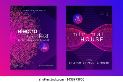 Electronic party. Dynamic gradient shape and line. Curvy discotheque brochure set. Neon electronic party flyer. Electro dance music. Techno fest event. Trance sound. Club dj poster.