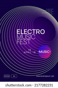 Electronic party. Minimal concert magazine concept. Dynamic gradient shape and line. Neon electronic party flyer. Electro dance music. Techno fest event. Trance sound. Club dj poster.