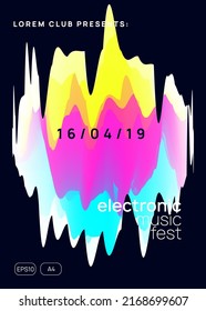 Fiesta electrónica. Wave Glitch Para Set. Plantilla De Sonido Y Discoteca. Patrón Geométrico Para El Diseño De Invitación. Letrero de danza lineal. Partido Electrónico Rosa Y Azul
