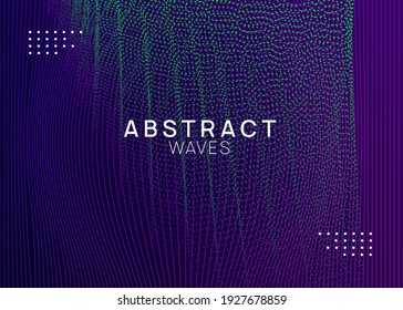 Electronic party. Wavy show cover design. Dynamic fluid shape and line. Neon electronic party flyer. Electro dance music. Techno fest event. Trance sound. Club dj poster.