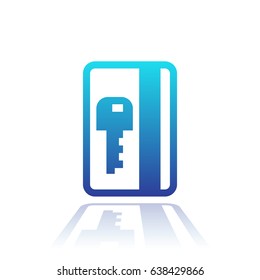 electronic pass icon, card key over white