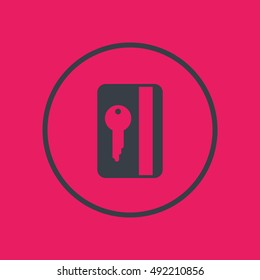 electronic pass icon in circle, card key, vector illustration
