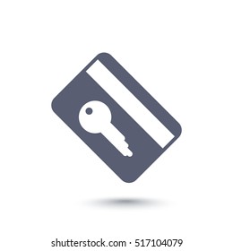 electronic pass icon, plastic card key on white