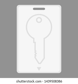 electronic pass key card with key shape symbol. vector illustration