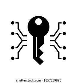 Electronic password black icon, concept illustration, vector flat symbol, glyph sign.