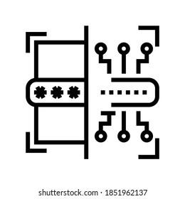electronic password line icon vector. electronic password sign. isolated contour symbol black illustration