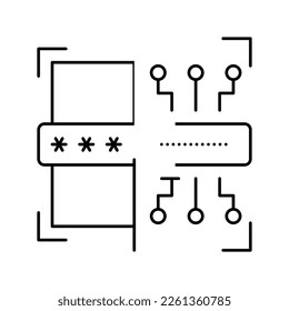 electronic password line icon vector. electronic password sign. isolated contour symbol black illustration