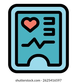 Electronic patient medical record displaying heartbeat and healthcare information, symbolizing digital health management