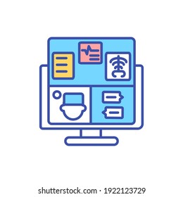 Electronic Patient Monitoring RGB Color Icon. Online Medical Diagnostic. Telehealth Report. Internet Doctor Consultation. Computer Monitor. Electronic Healthcare. Isolated Vector Illustration