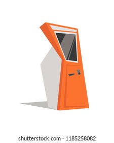 Electronic pay terminal in cartoon style. Flat vector illustration.