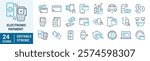 Electronic Payment . Linear icon set. Payment options. Outline payment method symbols. Money transfer. Banking, credit card, cash and transaction symbol. Vector illustration