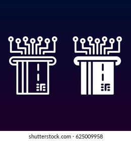 Electronic payment with plastic card line and solid icon, outline and filled vector sign, linear and full pictogram isolated on white. Transaction symbol, logo illustration