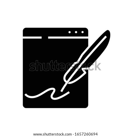 Electronic pen black icon, concept illustration, vector flat symbol, glyph sign.