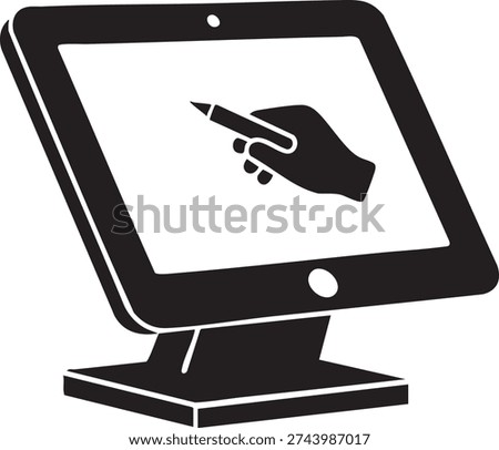 Electronic Poll Book silhouette vector, isolated on white background.
