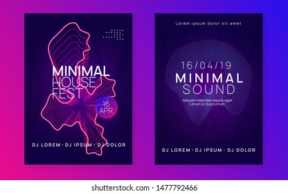 Electronic poster. Dynamic fluid shape and line. Commercial show magazine set. Neon electronic poster. Electro dance dj. Music sound fest. Night club event flyer. Techno party.