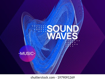 Electronic poster. Dynamic fluid shape and line. Wavy show banner template. Neon electronic poster. Electro dance dj. Music sound fest. Night club event flyer. Techno party.