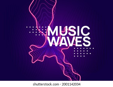 Electronic poster. Dynamic fluid shape and line. Trendy show magazine design. Neon electronic poster. Electro dance dj. Music sound fest. Night club event flyer. Techno party.