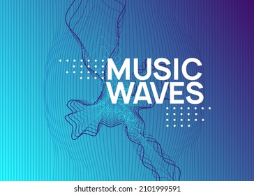 Electronic poster. Dynamic fluid shape and line. Trendy concert banner design. Neon electronic poster. Electro dance dj. Music sound fest. Night club event flyer. Techno party.