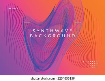 Electronic poster. Dynamic fluid shape and line. Digital concert brochure concept. Neon electronic poster. Electro dance dj. Music sound fest. Night club event flyer. Techno party.