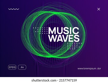 Electronic poster. Modern concert cover template. Dynamic fluid shape and line. Neon electronic poster. Electro dance dj. Music sound fest. Night club event flyer. Techno party.