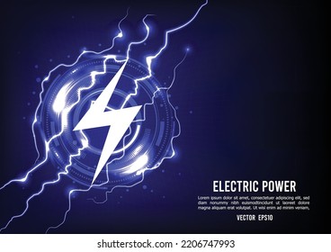 hud de círculo de energía electrónica, concepto futurista que destella perno.
energía y circuito del sistema de voltaje, fondo de ilustración vectorial