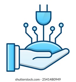 electronic power icon, blue gradient vector illustration