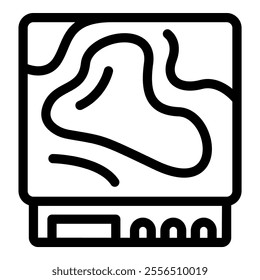 Electronic printed circuit board displaying abstract topography lines, representing a concept of height and depth in electronic design