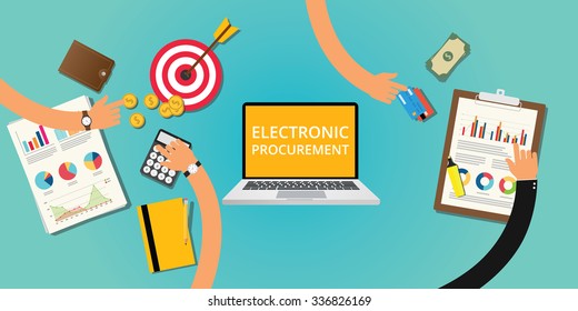 electronic procurement concept with money and internet buying