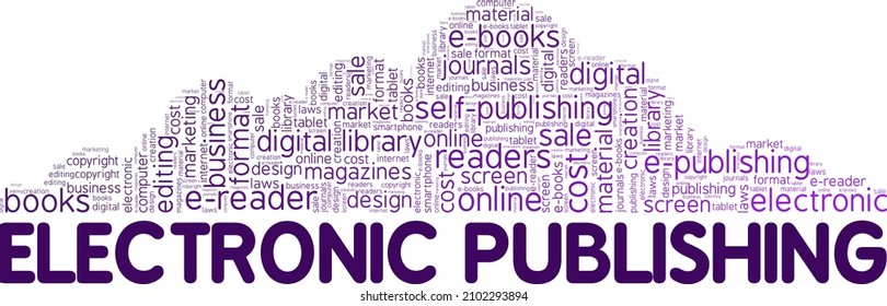 Publicación electrónica de ilustraciones vectoriales conceptuales nube de palabras aisladas en fondo blanco.