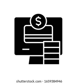 Electronic purse black icon, concept illustration, vector flat symbol, glyph sign.