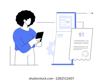 Electronic queuing system abstract concept vector illustration. Queue management software, queuing electronic system, ticket generator, line call solution, waiting for number abstract metaphor.