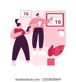 Electronic queuing system abstract concept vector illustration. Queue management software, queuing electronic system, ticket generator, line call solution, waiting for number abstract metaphor.