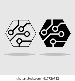 Electronic Realistic microchip Technology Vector Illustration Logo EPS 10