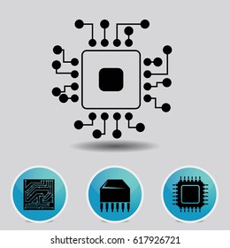 Electronic Realistic microchip Vector Illustration Icon EPS 10