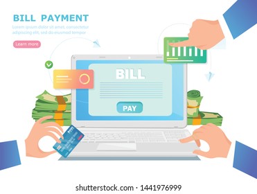 Electronic receipt or invoice in flat vector illustration. Digital bill for mobile internet banking concept. Online transaction via smartphone. Website or webpage layout template. Financial app.