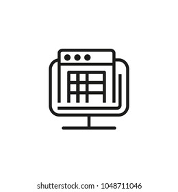 Electronic receipt on screen line icon. Financial document, invoice, landing, screen. Finance and accounting concept. Can be used for topics like ecommerce, marketing, business