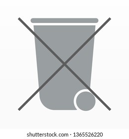 Electronic recycling symbol with crossed out wheelie in modern style. Electric waste icon.